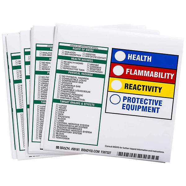 Brady Label, HMIG Reactivity, Paper, 6 in W, 6 in H - 99181