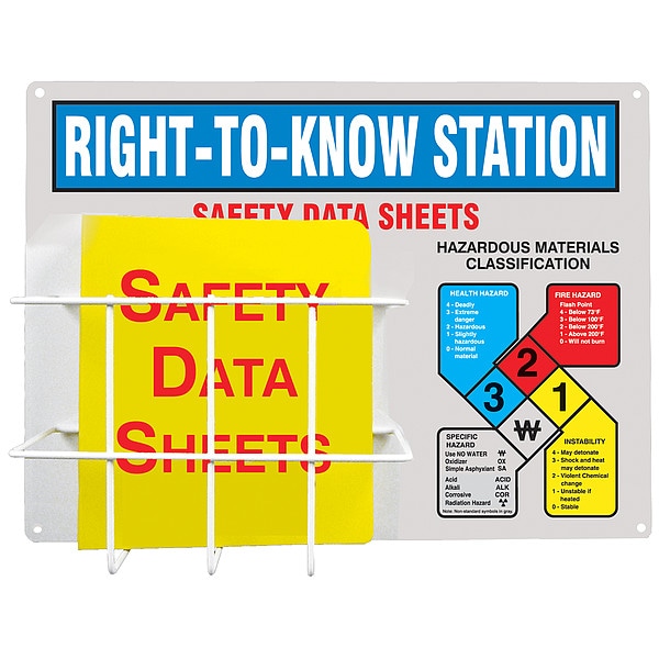 Accuform Right To Know Station, Right-To-Know Station, Aluminum/Pvc-Coated Steel Wire, 24 in W, 18 in H - ZRS347