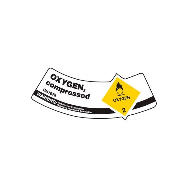 Accuform Accuform Gas Cylinder Shoulder Label, Oxygen Compressed, Vinyl Adhesive, 5/Pack - MCSLOXYVSP