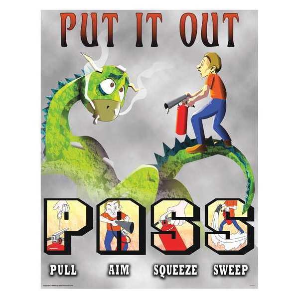 Mancomm Safety Poster, Put it out, Paper, 16 in W, 12 in H - 31P-023-02