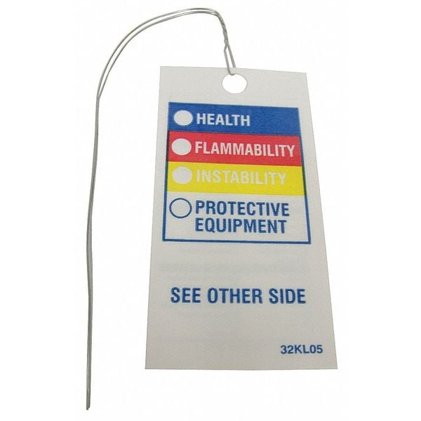 Badger Tag & Label Tag, Health Flammability Instability Protective Equipment See Other Side, 1 1/2 in W, 3 in H - 112