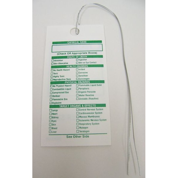 Badger Tag & Label Tag, Health Flammability Instability Protective Equipment See Other Side, 1 1/2 in W, 3 in H - 112