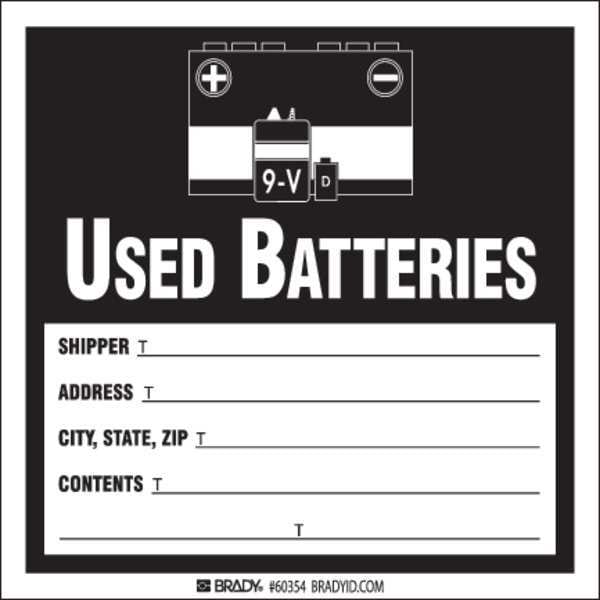 Brady DOT Handling Label, Shipper_______Address_______City, State, Zip_______Contents_______, Paper, 6" W - 60365