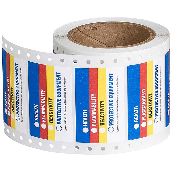 Brady Label, Health, Flammability, Reactivity, Protective Equipment, HMIG, 3 in W, 1 7/8 in H - 99194