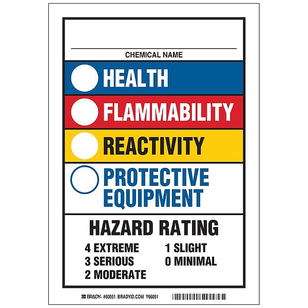 Brady Chemical Label, No Header, Polyester, 7 in W, 10 in H - 60051