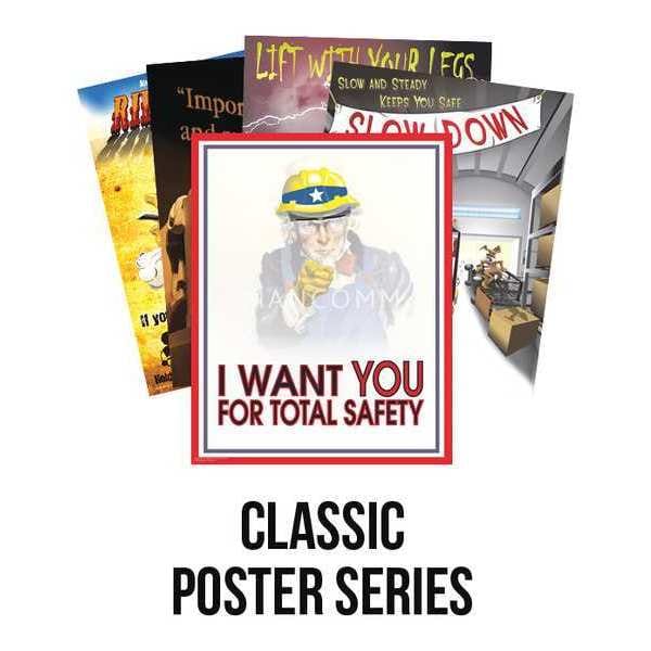 Mancomm Safety Poster, Classic Safety, Paper, 16 in W, 12 in H - 31P-PKG-02