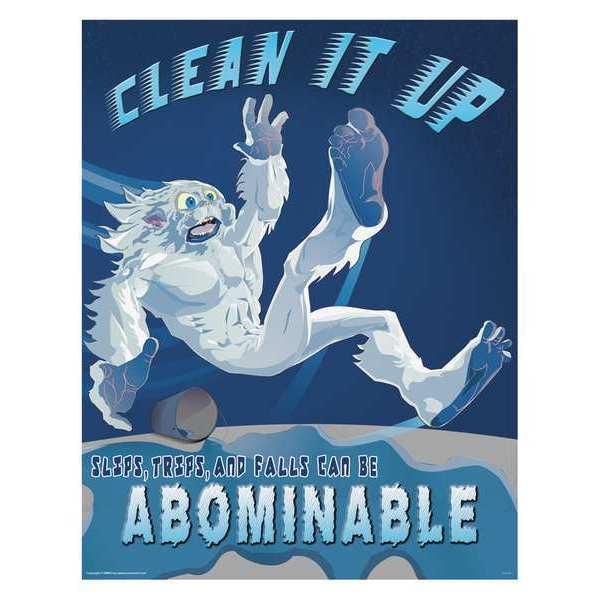 Mancomm Safety Poster, Clean It Up, Paper, 27 in W, 21 in H - 31P-025-01