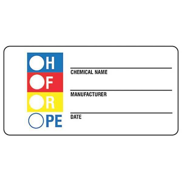 Badger Tag & Label Label, Chemical Name___Manufacturer___Date___, Paper, 3 in W, 1 1/2 in H - 18007