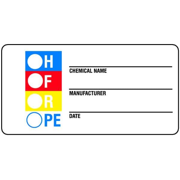 Badger Tag & Label Label, Chemical Name___Manufacturer___Date___, Paper, 3 in W, 1 1/2 in H - 18007