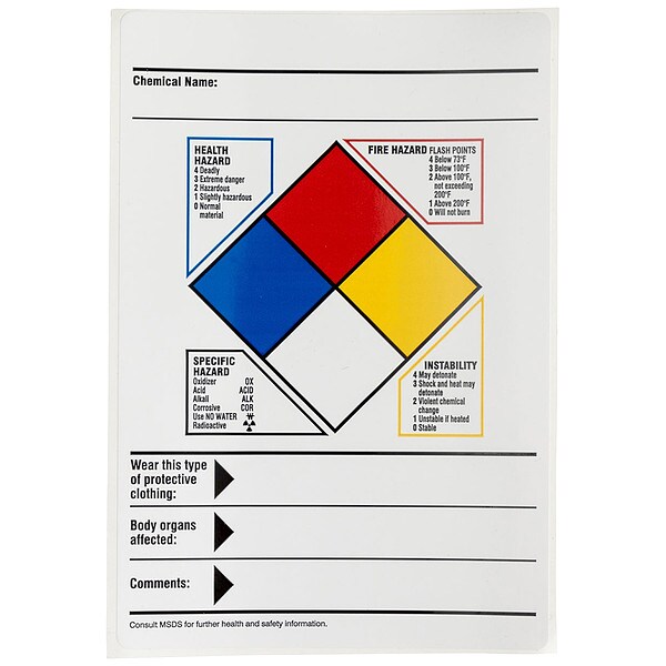 Brady Label, Hazard Data, Vinyl, 4 in W, 5 7/8 in H - 121075