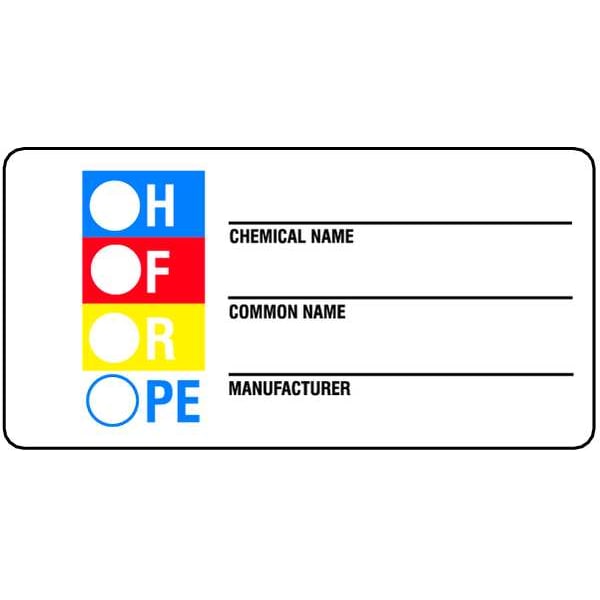 Badger Tag & Label Label, Chemical Name___Common Name___Manufacturer___, Paper, 3 in W, 1 1/2 in H - 18006
