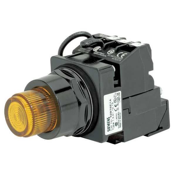 Botón pulsador iluminado Siemens, 30 mm, 1NA/1NC, Ámbar - US2:52BT6G9AB