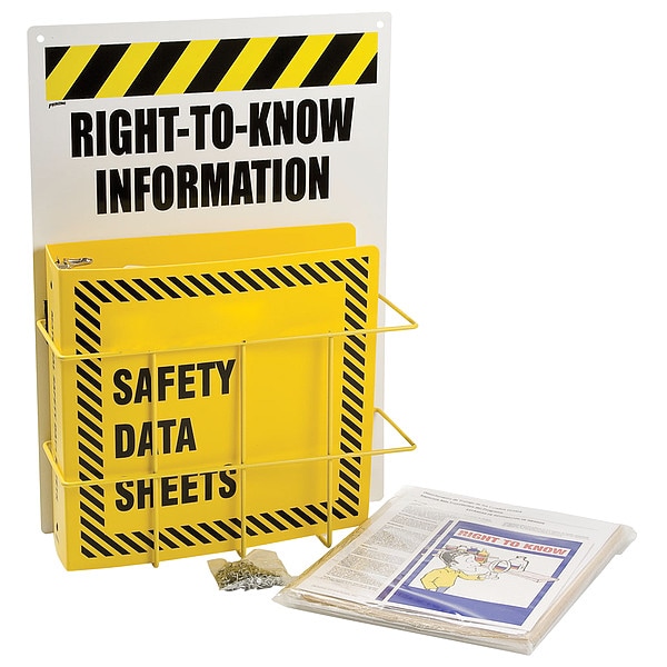 Brady Right to Know Center, Right-To-Know Information, Polypropylene/PVC Coated Steel, 14 in W, 20 in H - RK419Y-E