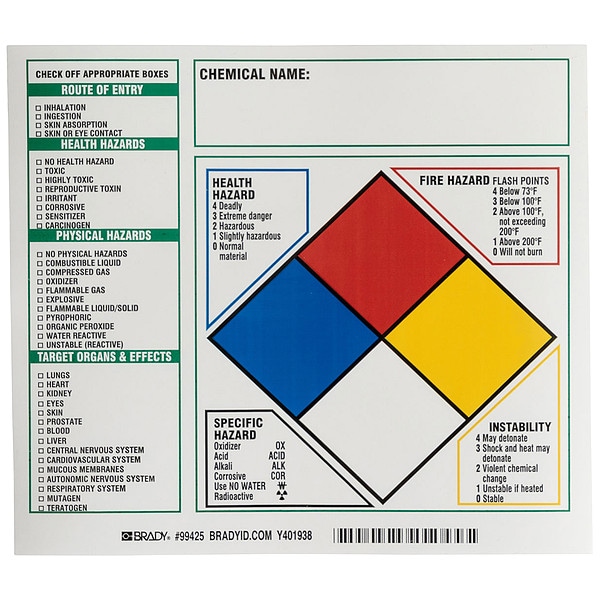 Brady Label, NFR Target Organ, Paper, 8 in W, 7 in H - 99425