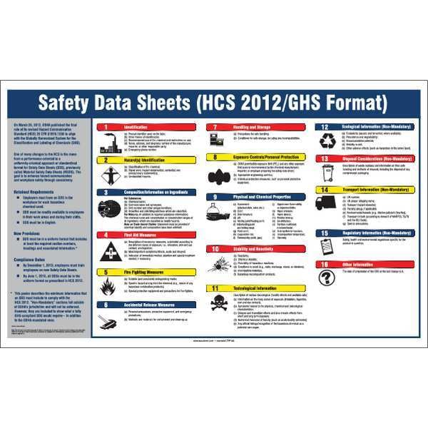 Accuform Right To Know Safety Data Sheets Poster, Plastic, 28 in W, 22 in H - SP125161JL
