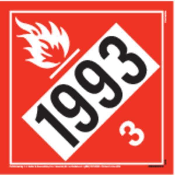 Jj Keller DOT Container Placard, Flammable Liquid UN1993, Vinyl, 10-3/4" W x 10-3/4" H - 3480