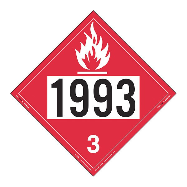Labelmaster Flammable Liquid Placard, 1993, PK25 - ZRV21993