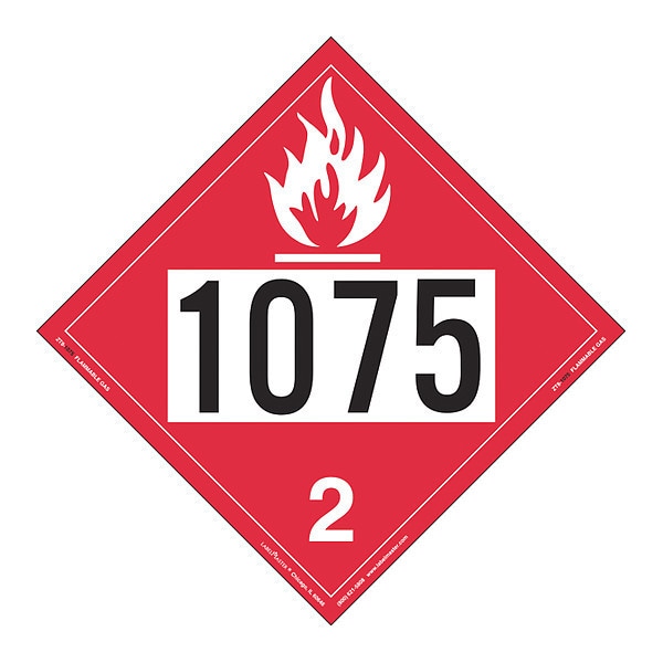 Labelmaster Flammable Gas Placard, UN 1075, PK25 - ZT8-1075