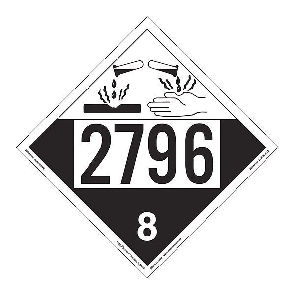 Labelmaster Corrosive Placard, UN 2796, PK25 - ZEZ42796
