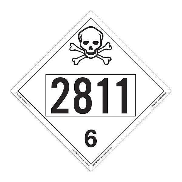 Labelmaster Toxic/Poison Placard, UN 2811, PK25 - ZEZ52811