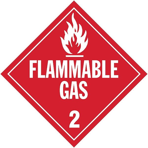 Stranco DOT Container Placard, Flammable Gas, Self-Adhesive Vinyl, 10-4/5" W x 10-4/5" H, 10 PK - DOTP-0038-V10