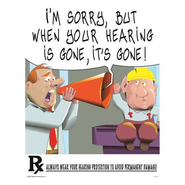 Mancomm Safety Poster, Hearing Protection, Paper, 27 in W, 21 in H - 31P-020-01