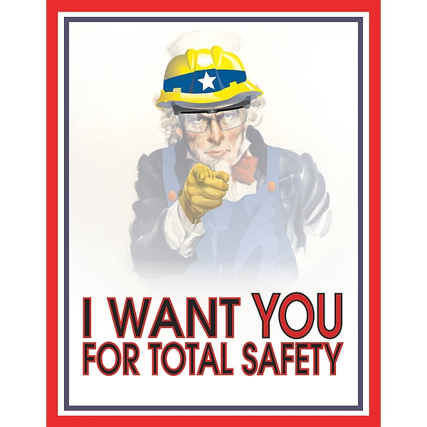 Mancomm Safety Poster, Uncle Sam Poster, Paper, 16 in W, 12 in H - 31P-014-E2