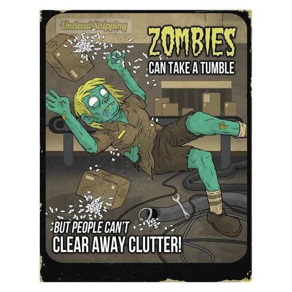 Mancomm Safety Poster, Zombies Take A Tumble, Paper, 27 in W, 21 in H - 31P-102-01