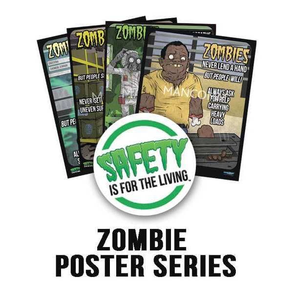 Mancomm Safety Poster, Zombie Safety, Paper, 27 in W, 21 in H - 31P-199-01