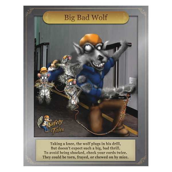 Mancomm Safety Poster, Big Bad Wolf - Shock Protection, Paper, 27 in W, 21 in H - 31P-207-01
