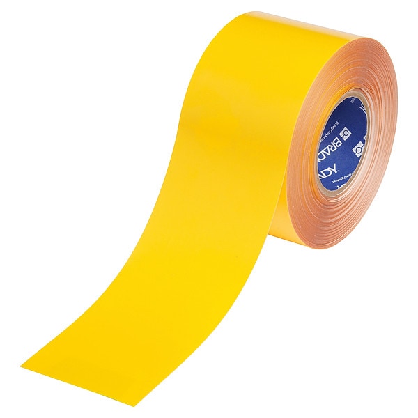 Brady Floor Marking Tape, Ylw, 4"W, 100ft - 177016