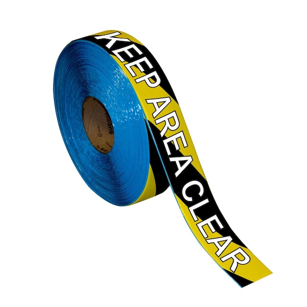 Superior Mark Floor Marking Message Tape, 2in x 100Ft , KEEP AREA CLEAR B/Y Stripe - IN-40-710I