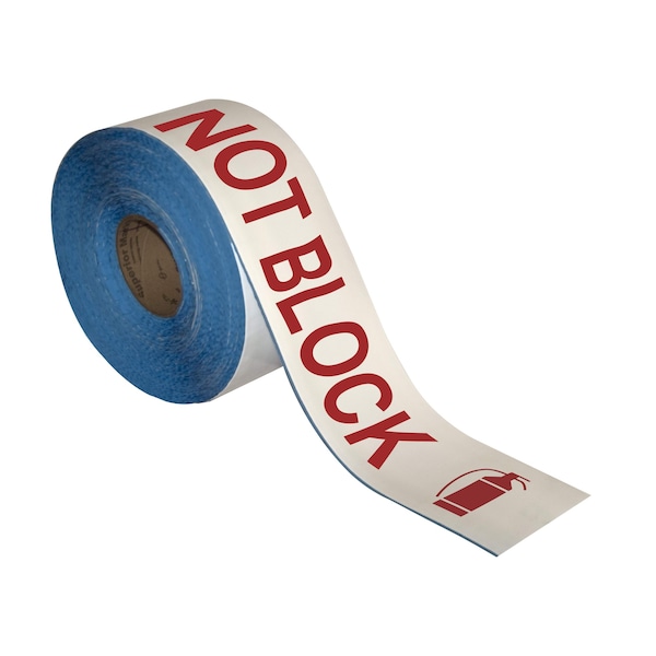 Superior Mark Floor Marking Message Tape, 4inx100Ft, FIRE EXTINGUISHER DO NOT BLOCK - IN-40-731I