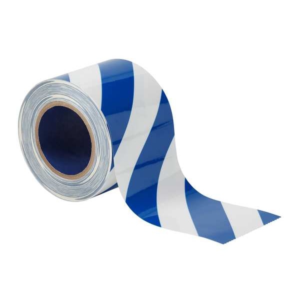 Brady Floor Marking Tape, Polyester, Striped, Blue; White, 4 in W., 8 mil Thickness - 170005