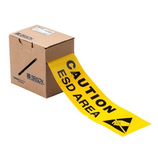Brady Floor Marking Tape, Polyester, Message, Yellow, 4 in W., 8 mil Thickness - 121369