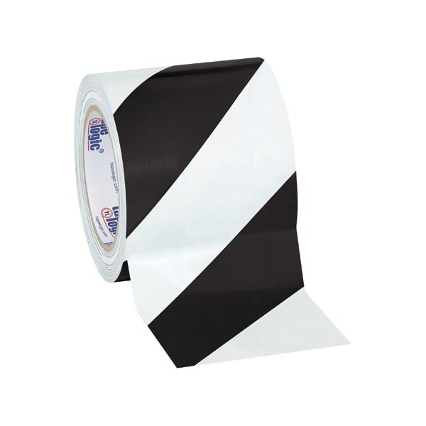 Tape Logic 4'' x 36 yds. Black/White Tape Logic Striped Vinyl Safety Tape, 12PK - BUY00024520