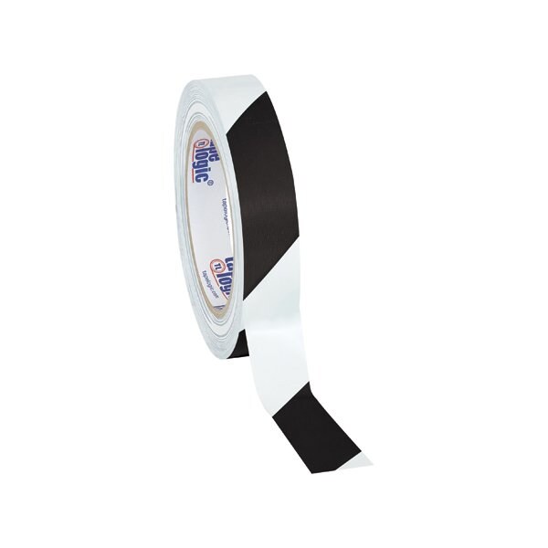 Tape Logic 1'' x 36 yds. Black/White Tape Logic Striped Vinyl Safety Tape, 48PK - BUY00016192