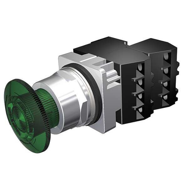 Botón pulsador iluminado de Siemens, 30 mm, 2NC, verde - 52PR8ESG.