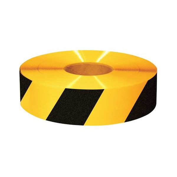 Mighty Line Floor Marking Tape, Rubber, Striped, Black, Yellow, 3 in W. - 3RYCHV