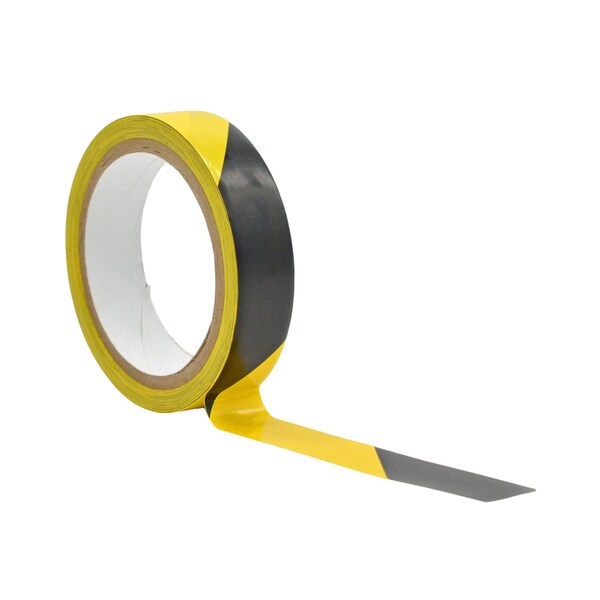 Wod Tape PVC, Black/Yellow, 1 inch (24mm) W., 6 mil Thickness, 48 PK - WOD VSWT186-01000-48-18-BY