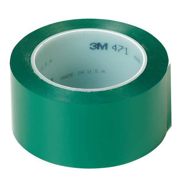3M Floor Marking Tape, vinyl, No Legend, Green, 3 in W., 5.2 mil Thickness - 471