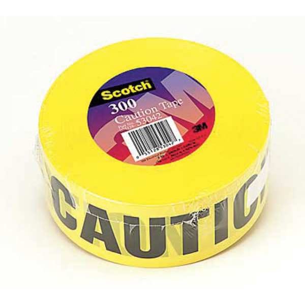 Zoro Select Barricade Tape, Polyethylene, Caution, Yellow, 3 in W., 1000 ft. L., 2 mil Thickness, 8 PK - 300-Y-3X1000FTX2MIL