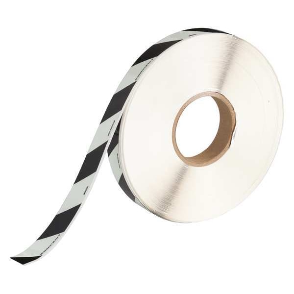 Brady Floor Marking Tape, Polyester, Striped, Black, 1 in W., 10 mil Thickness - 81870