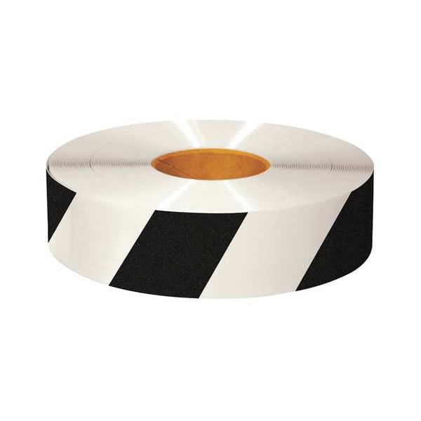 Mighty Line Floor Marking Tape, Rubber, No Legend, Black, White, 3 in W. - 3RWCHV