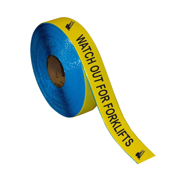 Superior Mark Floor Marking Message Tape, 2in x 100Ft , WATCH OUT FOR FORKLIFTS - IN-40-711I