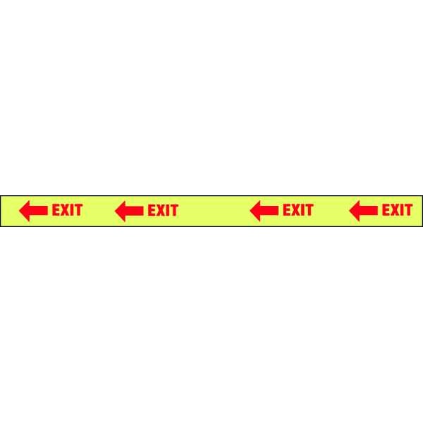 Zoro Select Floor Marking Tape, vinyl, Exit with Left Arrow, White, 3 in W., 10 mil Thickness - 3TZT2