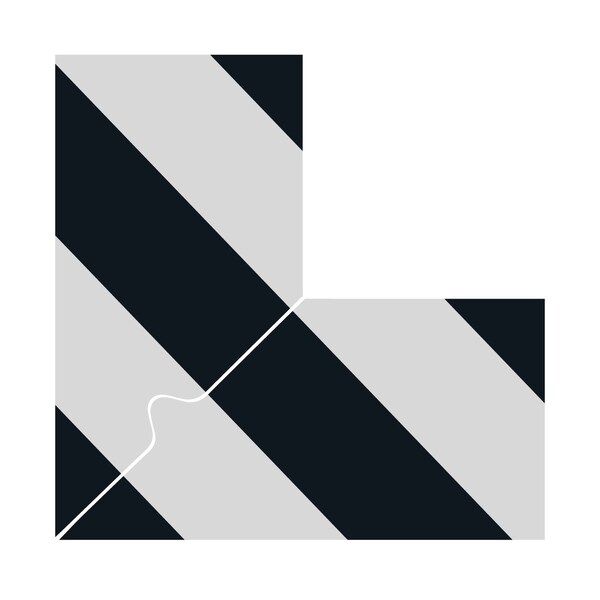 Superior Mark Floor Marking Corners, L Marker, 4in, Black/White Hazard Stripe - IN-50-505