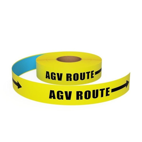 Ergomat Durastripe In-Line Printing 4in x 50ft Yellow - AGV ROUTE w/Arrow - DSIL450-Y-AGVROUTE
