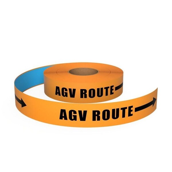 Ergomat Durastripe In-Line Printing 4in x 50ft Orange - AGV ROUTE w/Arrow - DSIL450-O-AGVROUTE