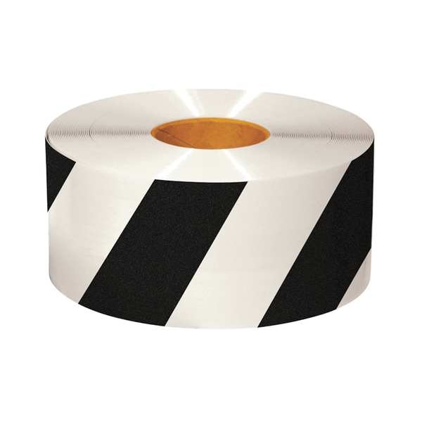 Mighty Line Floor Marking Tape, Rubber, No Legend, Black, White, 6 in W. - 6RWCHV